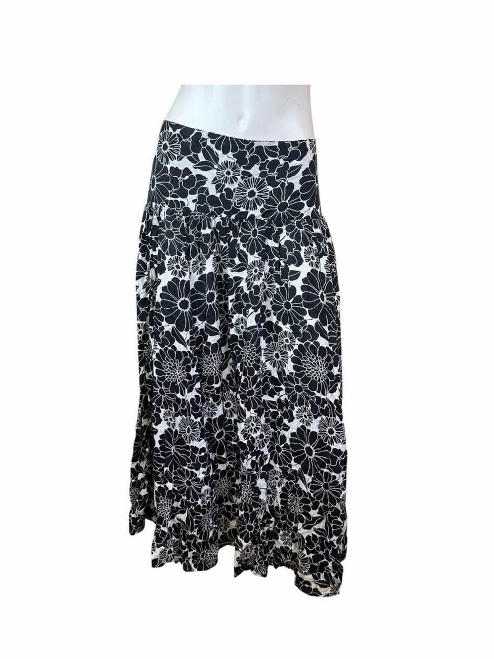 Black & White Floral Maxi Skirt